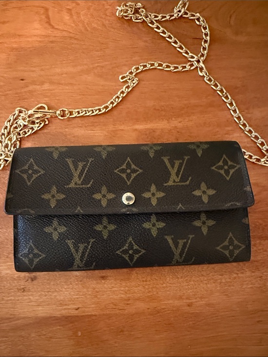 Louis Vuitton Handbags - Louis Vuitton Monogram Chain Crossbody Wallet in Brown with Gold Chain